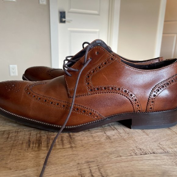 Cole Haan 10.5 M Wing Tip Dress Shoe - Tan - Picture 2 of 8